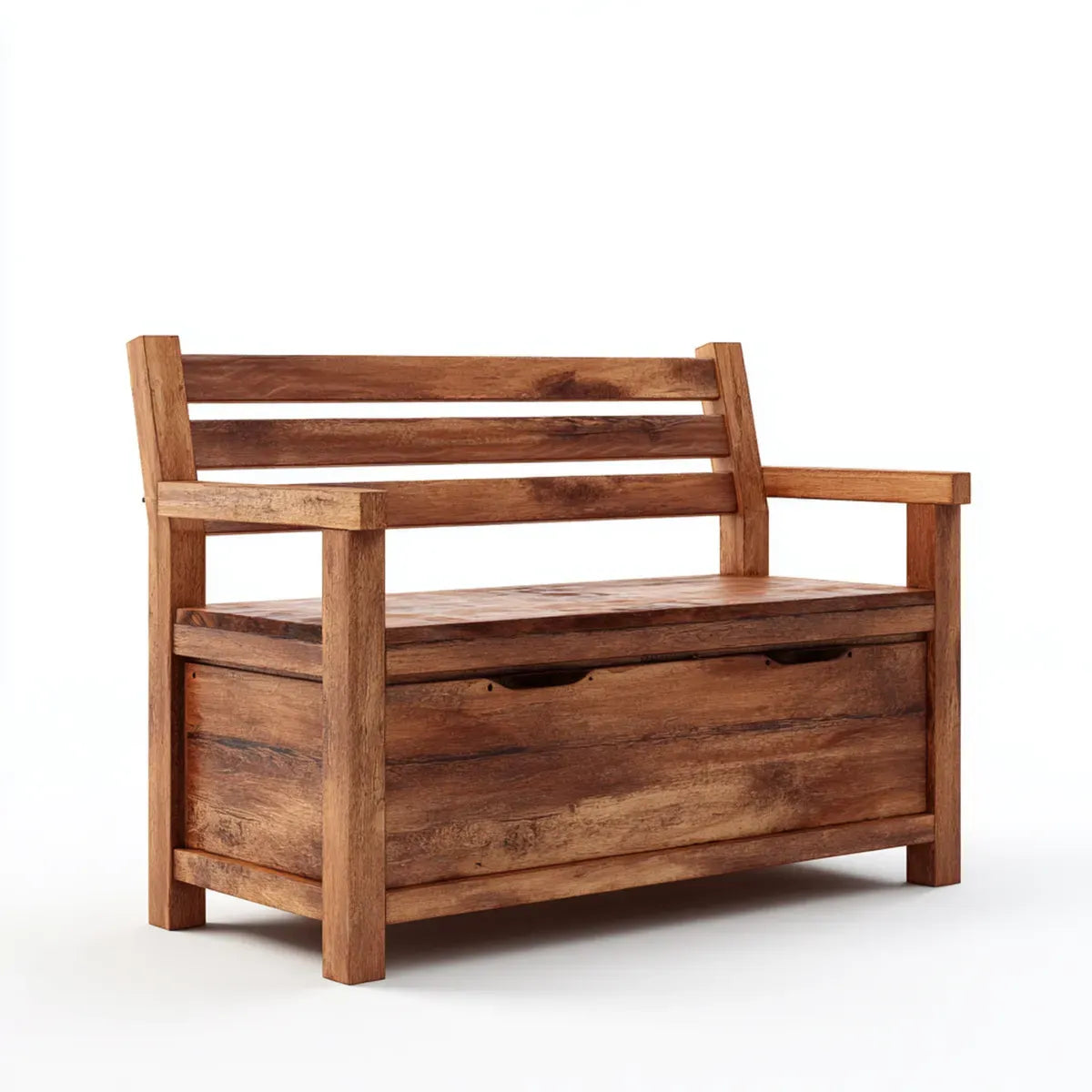 Banc d'entrée avec coffre de rangement marron en bois massif d'acacia 115 x 40 x 65 cm rectangulaire