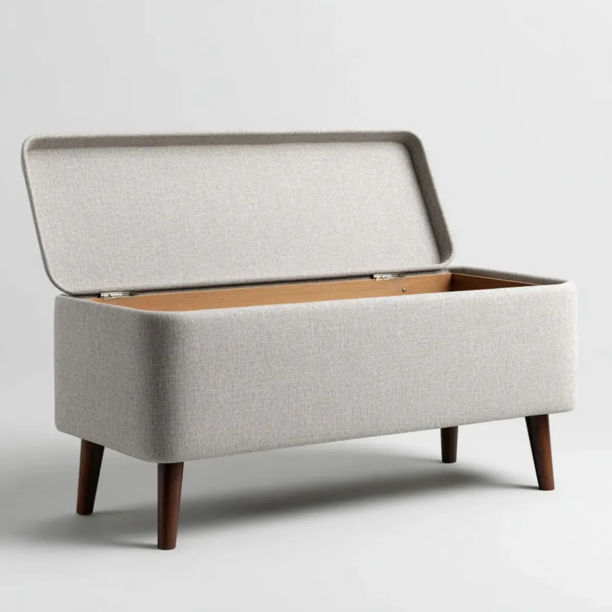 Banc coffre d'entrée gris clair en polyester et MDF rectangulaire 100 x 40 x 48 cm