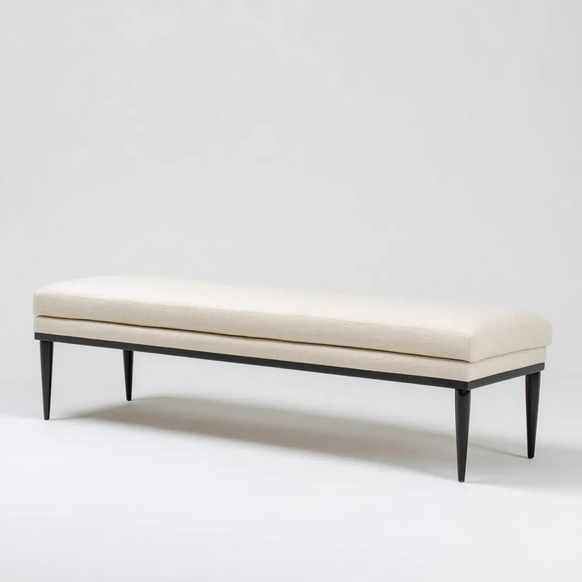 Banc d'entrée rembourré crème 160 x 40 x 47 cm polyester acier rectangulaire