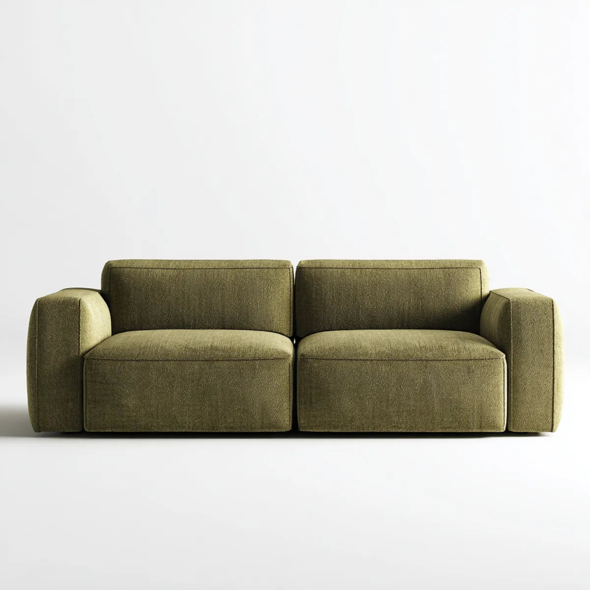 Canapé 2 places vert olive en polyester forme rectangulaire 180 x 90 x 70 cm