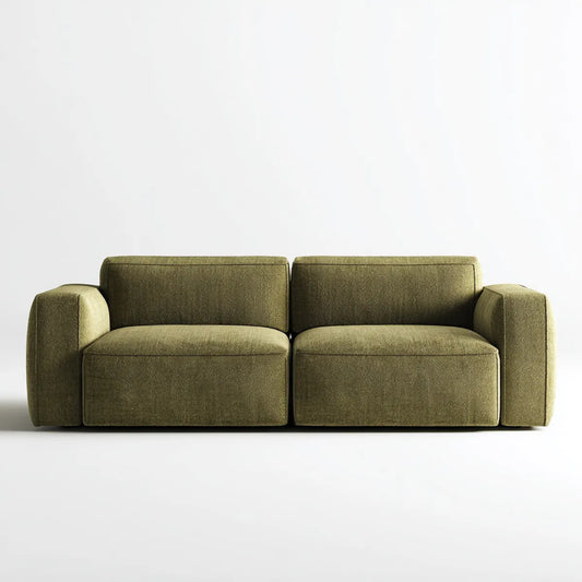 Canapé 2 places vert olive en polyester forme rectangulaire 180 x 90 x 70 cm