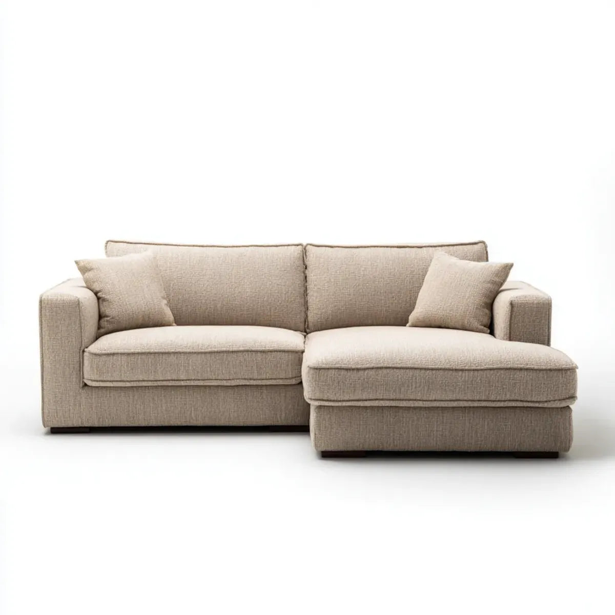 Canapé d'angle 3 places beige en polyester avec méridienne droite 240 x 160 x 85 cm