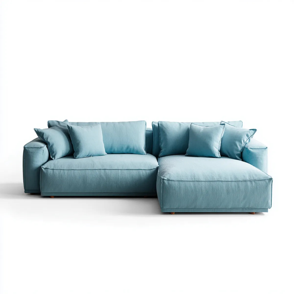 Canapé d'angle droit 4 places bleu en polyester 250 x 160 x 85 cm
