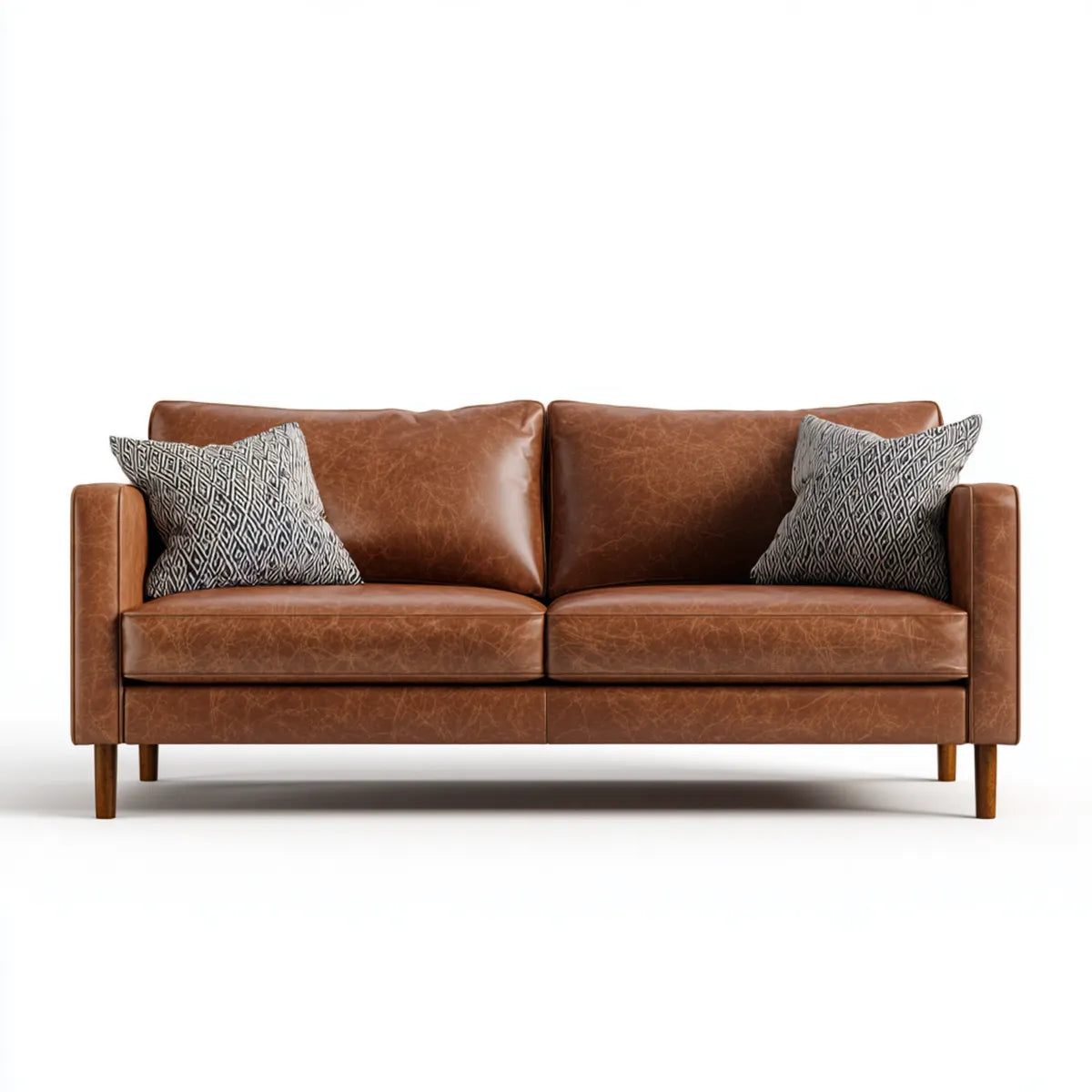 Canapé 2 places marron en cuir synthétique PU rectangulaire 180 x 85 x 86 cm