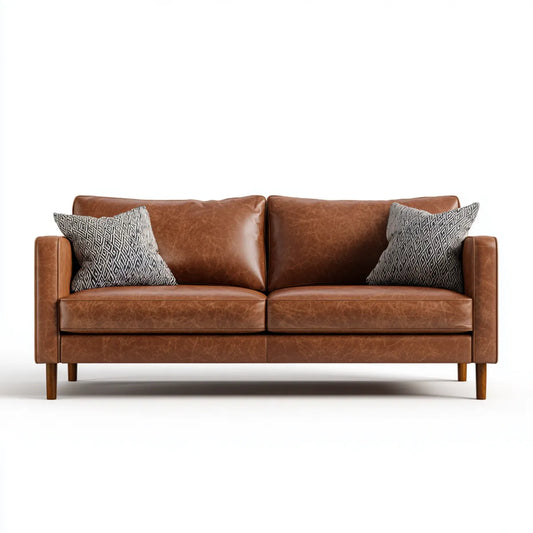 Canapé 2 places marron en cuir synthétique PU rectangulaire 180 x 85 x 86 cm