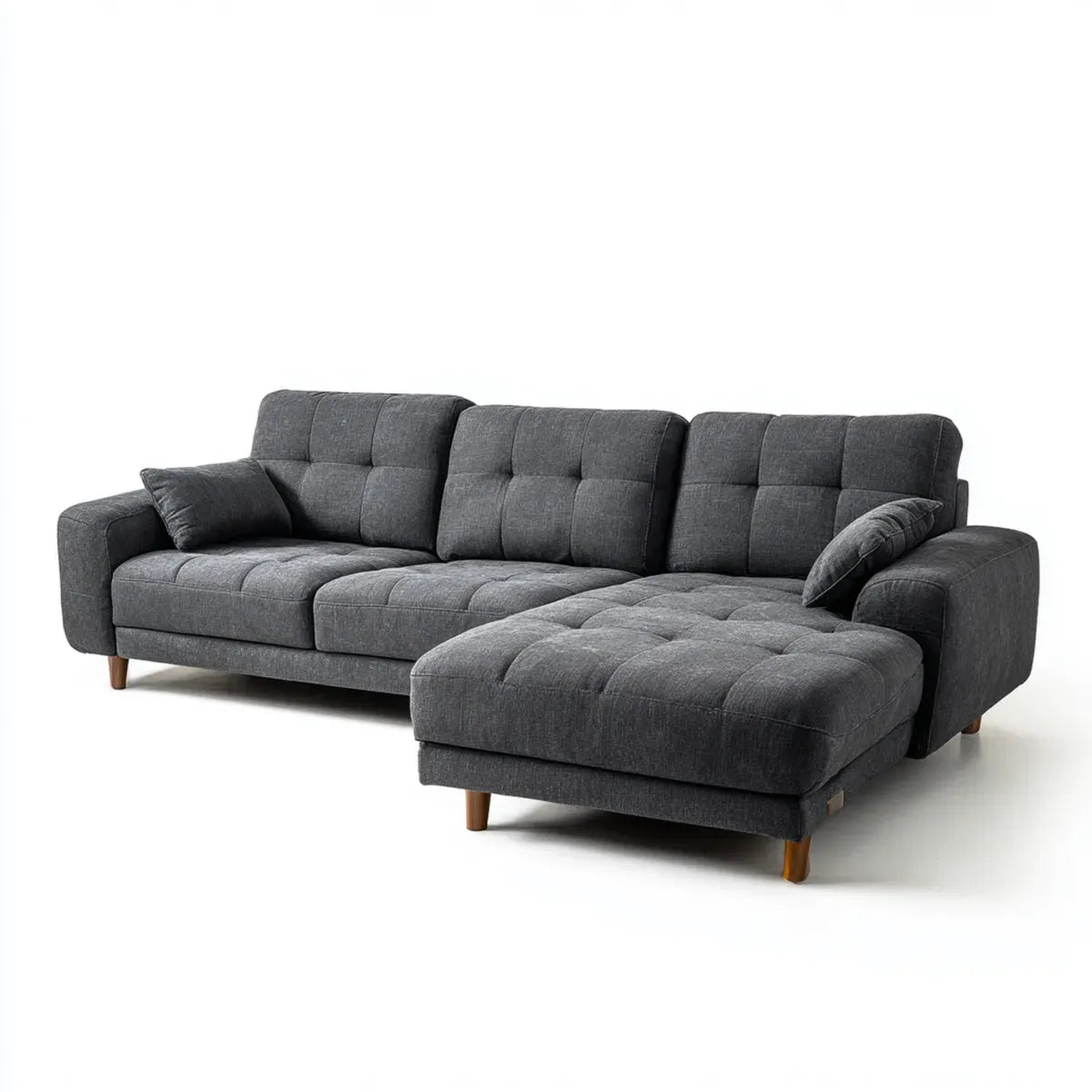 Canapé d'angle droit 4 places gris anthracite 260 x 160 x 85 cm en polyester forme L