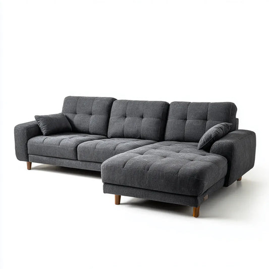 Canapé d'angle droit 4 places gris anthracite 260 x 160 x 85 cm en polyester forme L