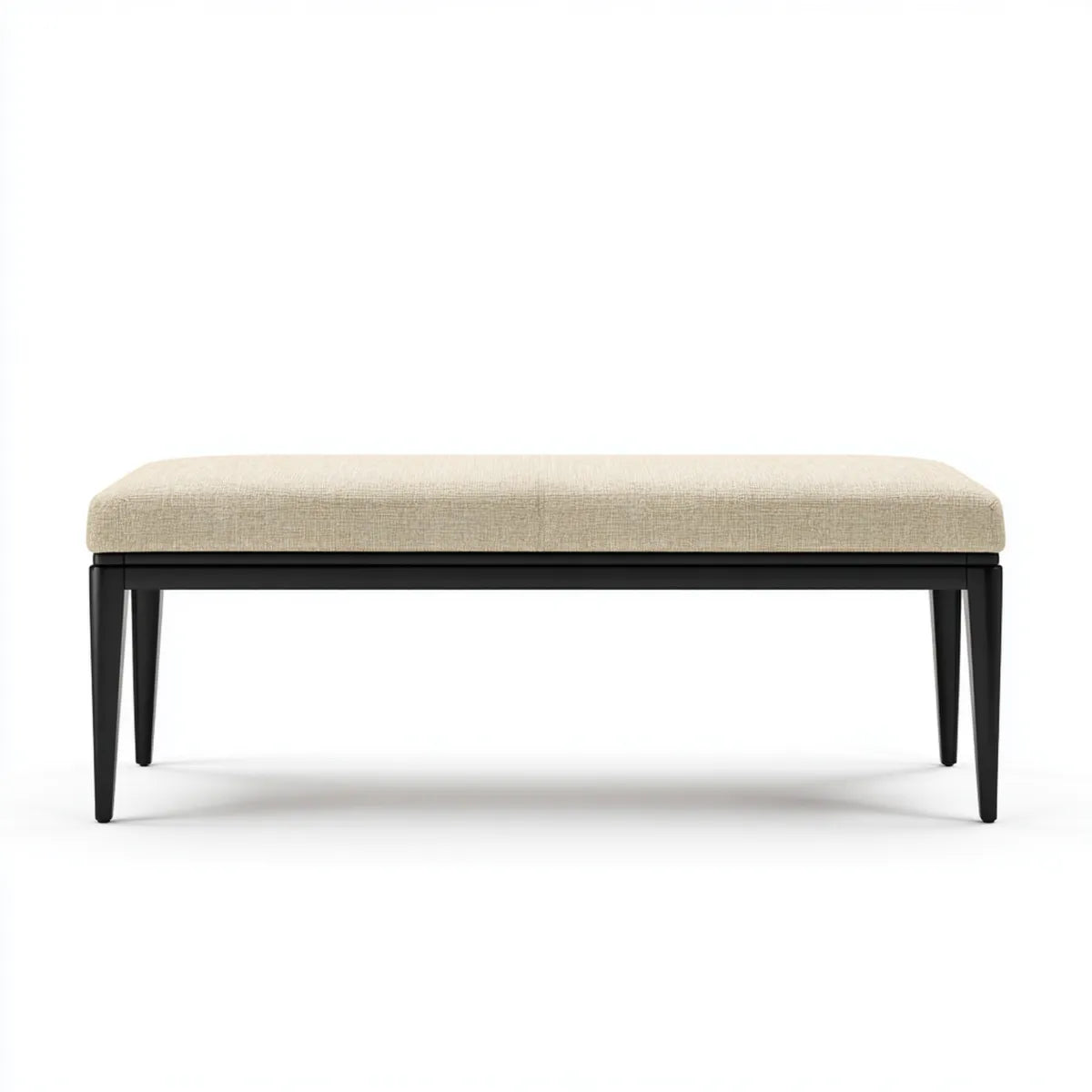 Banc d'entrée rembourré beige et noir 100 x 35 x 45 cm en polyester et acier rectangulaire