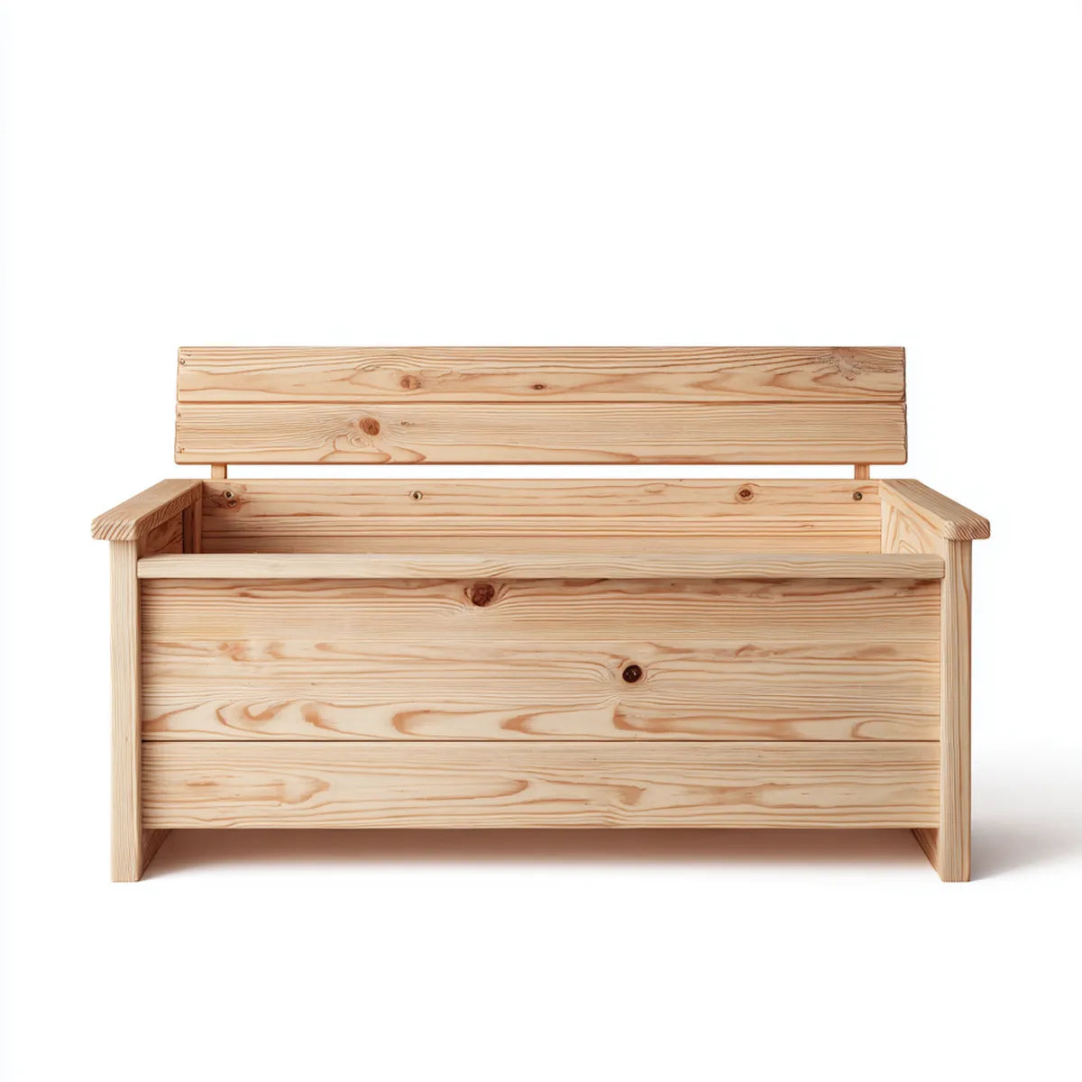 Banc d'entrée coffre en pin massif naturel 120 x 45 x 90 cm avec dossier et accoudoirs