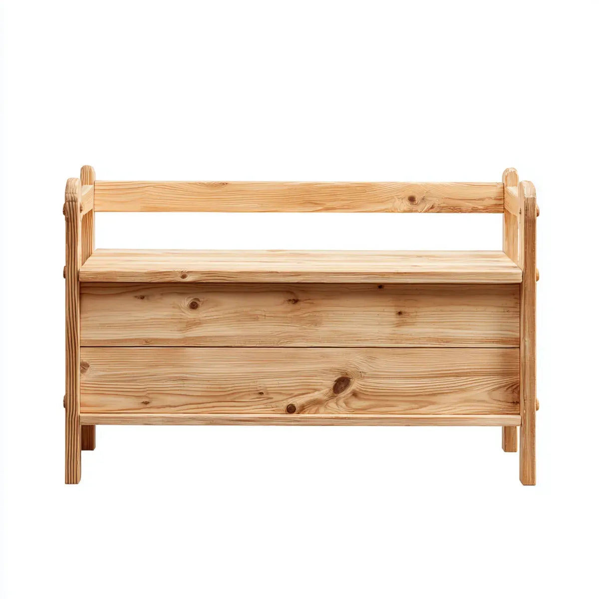 Banc d'entrée avec rangement et dossier naturel 100 x 40 x 85 cm en pin massif rectangulaire