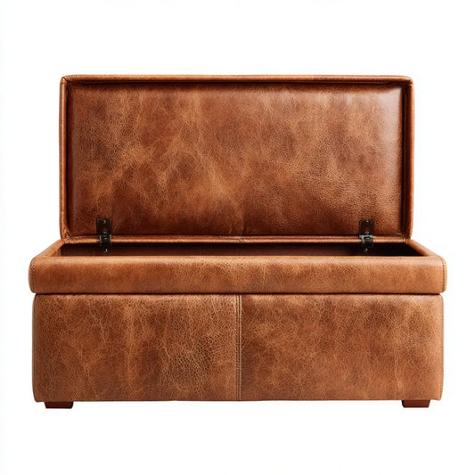 Banc d'entrée coffre de rangement marron 100 x 40 x 45 cm en cuir PU rectangulaire